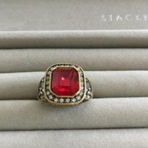 HEIDI DAUS RED GEMSTONE STATEMENT RING